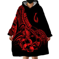 Polynesia Wearable Blanket Hoodie Fish Hook Tattoo Go Fishing Polynesian Pattern Red LT14 - Polynesian Pride