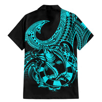 Polynesia Family Matching Mermaid Dress and Hawaiian Shirt Fish Hook Tattoo Go Fishing Polynesian Pattern Turquosie LT14 - Polynesian Pride