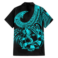 Polynesia Family Matching Tank Maxi Dress and Hawaiian Shirt Fish Hook Tattoo Go Fishing Polynesian Pattern Turquosie LT14 - Polynesian Pride