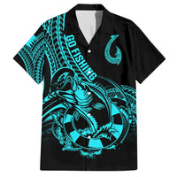 Polynesia Hawaiian Shirt Fish Hook Tattoo Go Fishing Polynesian Pattern Turquosie LT14 Turquoise - Polynesian Pride