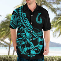 Polynesia Hawaiian Shirt Fish Hook Tattoo Go Fishing Polynesian Pattern Turquosie LT14 - Polynesian Pride