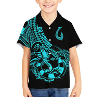 Polynesia Hawaiian Shirt Fish Hook Tattoo Go Fishing Polynesian Pattern Turquosie LT14 - Polynesian Pride