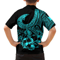 Polynesia Hawaiian Shirt Fish Hook Tattoo Go Fishing Polynesian Pattern Turquosie LT14 - Polynesian Pride