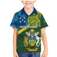 Solomon Islands Family Matching Mermaid Dress and Hawaiian Shirt Tropical Leaves With Melanesian Pattern LT14 Son's Shirt Green - Polynesian Pride
