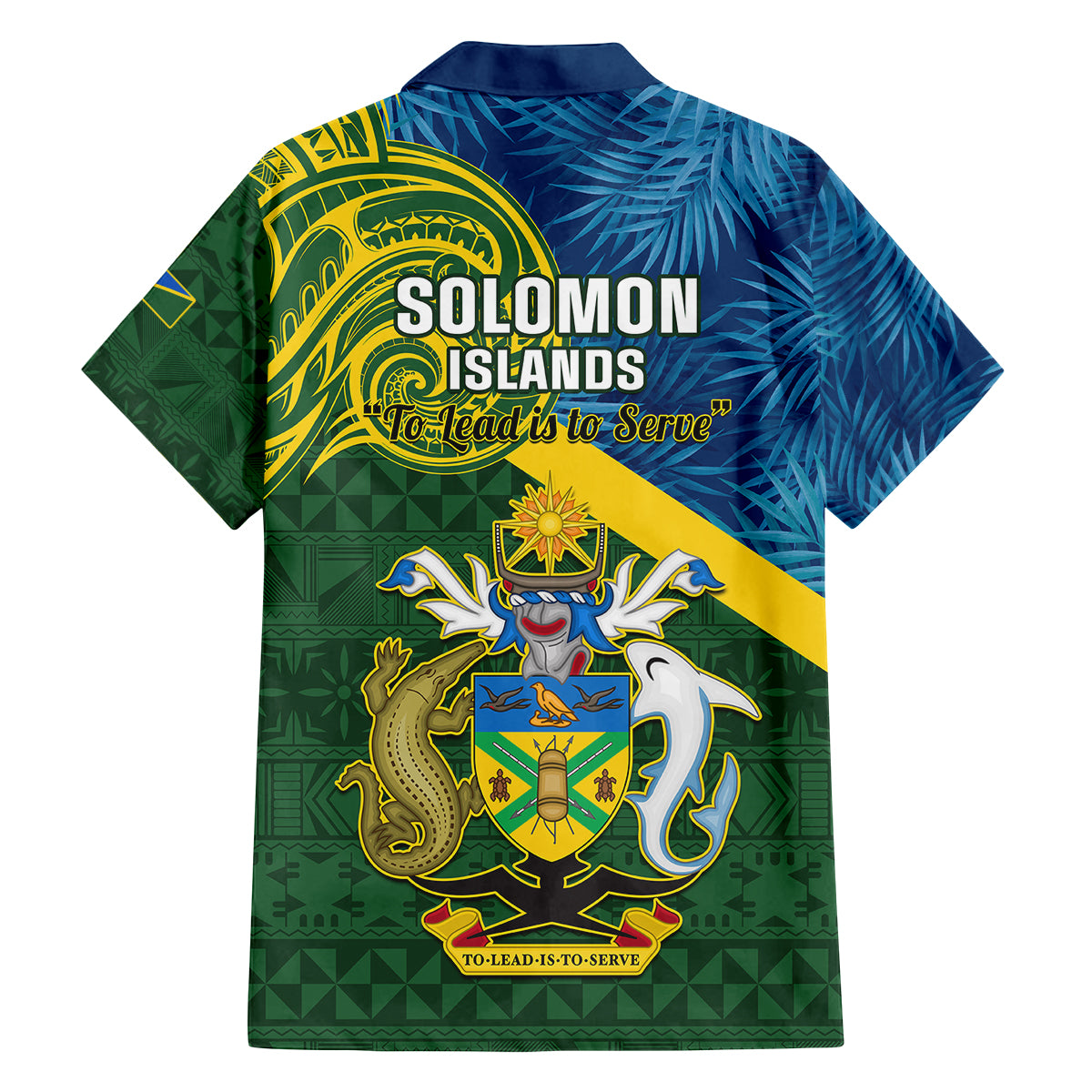 Solomon Islands Family Matching Off Shoulder Long Sleeve Dress and Hawaiian Shirt Tropical Leaves With Melanesian Pattern LT14 - Polynesian Pride