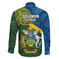 Solomon Islands Family Matching Off Shoulder Long Sleeve Dress and Hawaiian Shirt Tropical Leaves With Melanesian Pattern LT14 - Polynesian Pride
