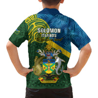 Solomon Islands Family Matching Off Shoulder Short Dress and Hawaiian Shirt Tropical Leaves With Melanesian Pattern LT14 - Polynesian Pride