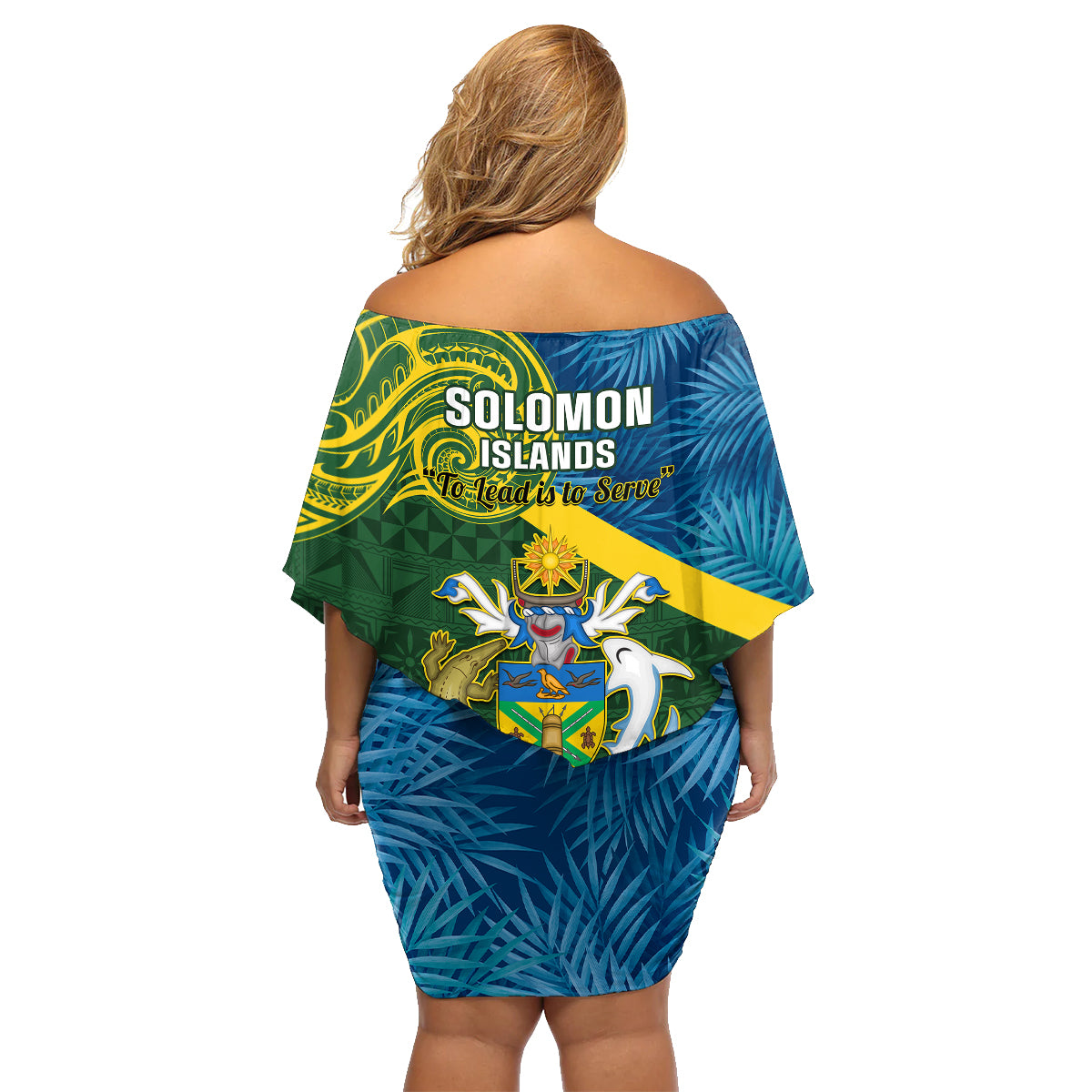 Solomon Islands Family Matching Off Shoulder Short Dress and Hawaiian Shirt Tropical Leaves With Melanesian Pattern LT14 - Polynesian Pride
