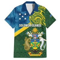 Solomon Islands Family Matching Short Sleeve Bodycon Dress and Hawaiian Shirt Tropical Leaves With Melanesian Pattern LT14 Dad's Shirt - Short Sleeve Green - Polynesian Pride