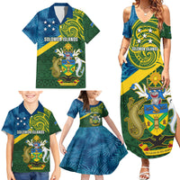 Solomon Islands Family Matching Summer Maxi Dress and Hawaiian Shirt Tropical Leaves With Melanesian Pattern LT14 - Polynesian Pride
