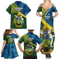 Solomon Islands Family Matching Summer Maxi Dress and Hawaiian Shirt Tropical Leaves With Melanesian Pattern LT14 - Polynesian Pride
