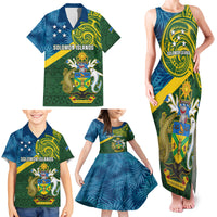 Solomon Islands Family Matching Tank Maxi Dress and Hawaiian Shirt Tropical Leaves With Melanesian Pattern LT14 - Polynesian Pride