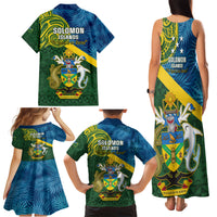 Solomon Islands Family Matching Tank Maxi Dress and Hawaiian Shirt Tropical Leaves With Melanesian Pattern LT14 - Polynesian Pride