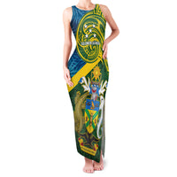 Solomon Islands Family Matching Tank Maxi Dress and Hawaiian Shirt Tropical Leaves With Melanesian Pattern LT14 Mom's Dress Green - Polynesian Pride