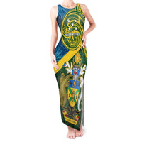 Solomon Islands Tank Maxi Dress Tropical Leaves With Melanesian Pattern LT14 Women Green - Polynesian Pride