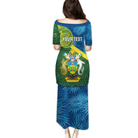Personalised Solomon Islands Puletasi Tropical Leaves With Melanesian Pattern LT14 - Polynesian Pride