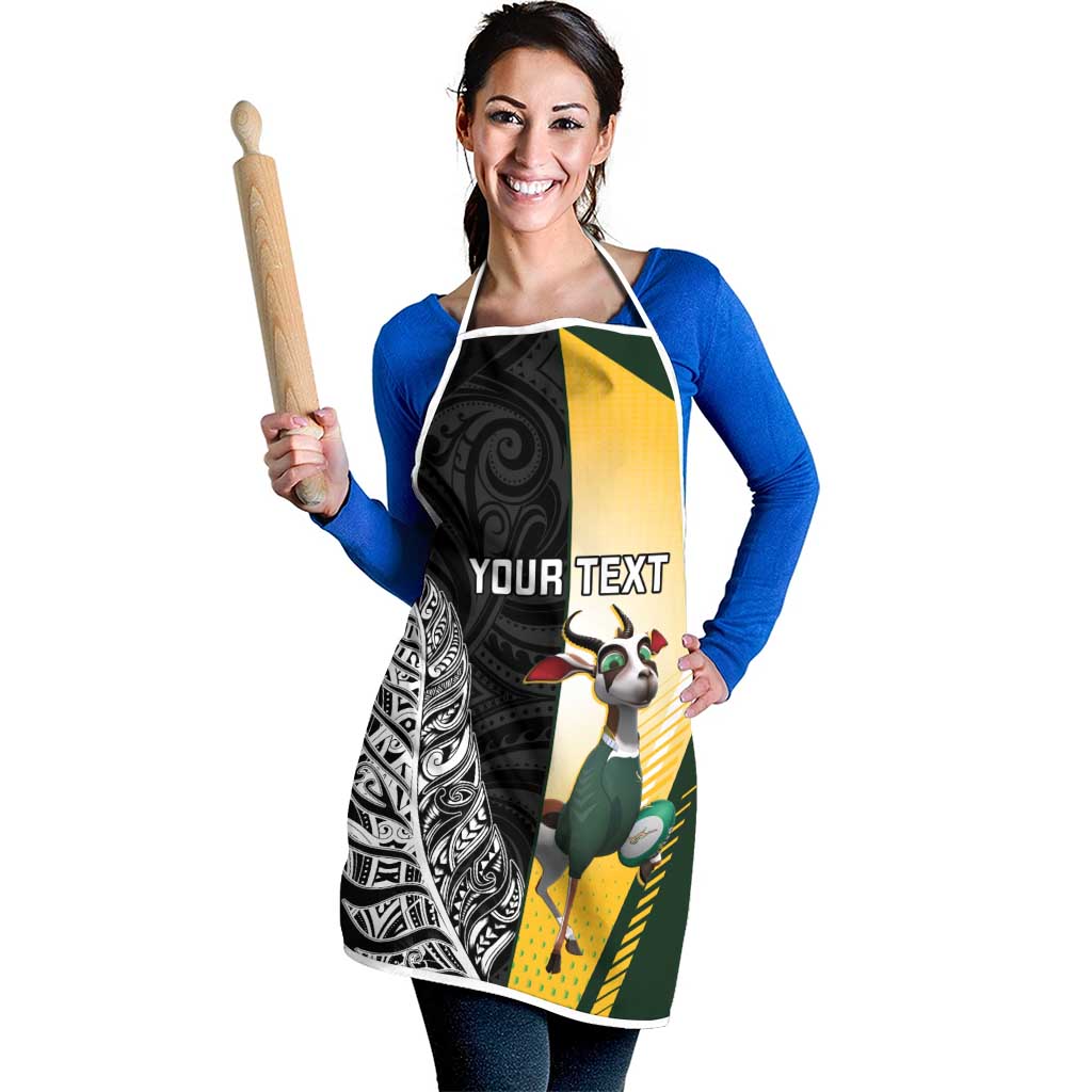 New Zealand and South Africa Rugby Custom Apron Maori Silver Fern Springbok Together LT14 - Polynesian Pride