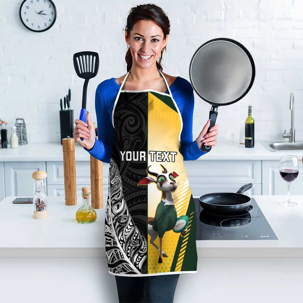New Zealand and South Africa Rugby Custom Apron Maori Silver Fern Springbok Together LT14 - Polynesian Pride