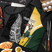 New Zealand and South Africa Rugby Custom Apron Maori Silver Fern Springbok Together LT14 Black - Polynesian Pride