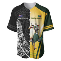 New Zealand and South Africa Rugby Custom Baseball Jersey Maori Silver Fern Springbok Together LT14 Black - Polynesian Pride