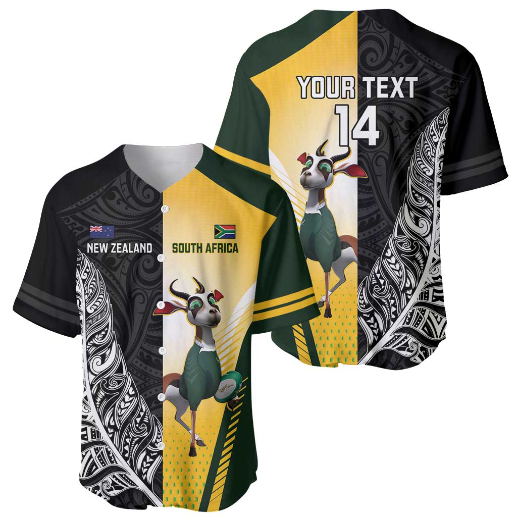 New Zealand and South Africa Rugby Custom Baseball Jersey Maori Silver Fern Springbok Together LT14 - Polynesian Pride