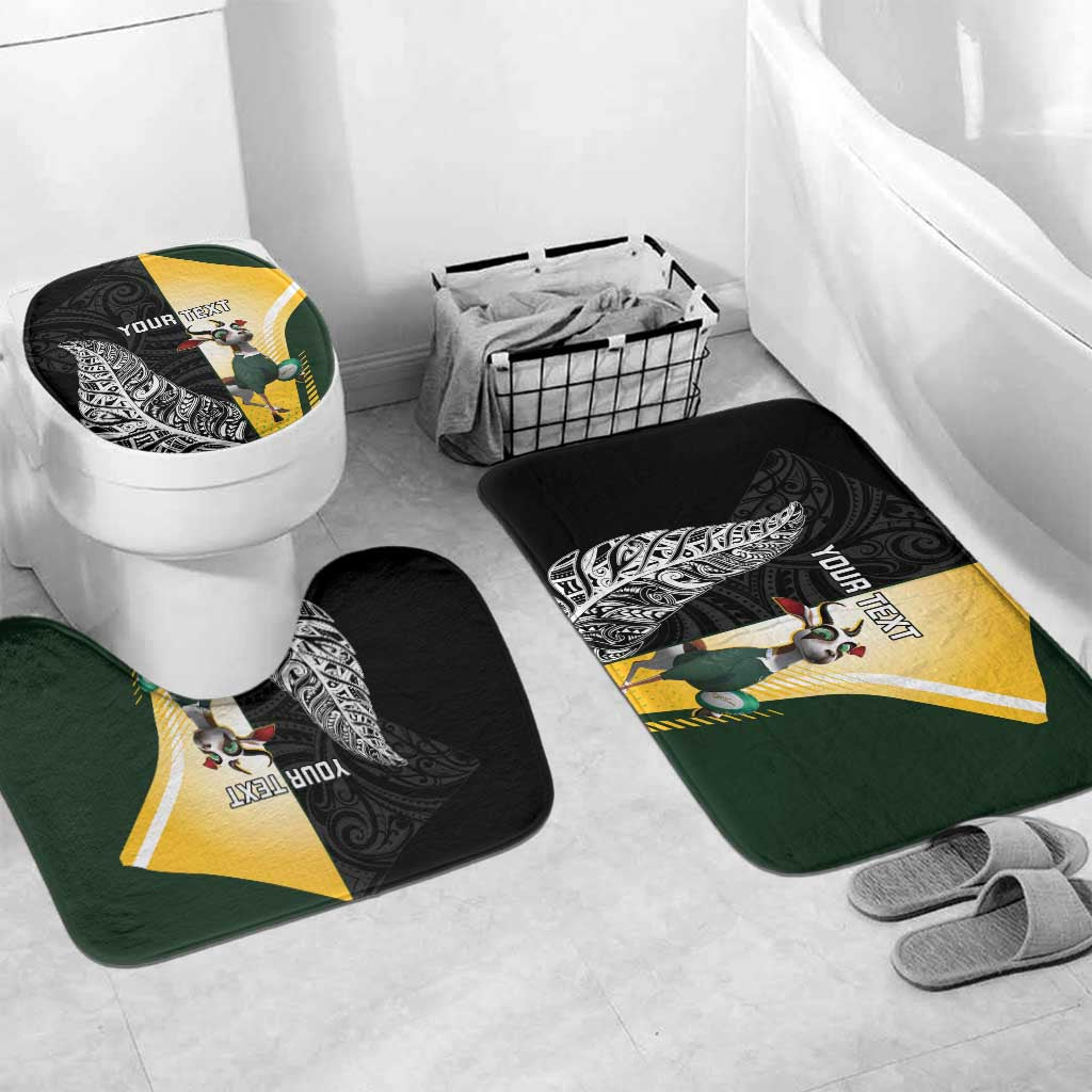 New Zealand and South Africa Rugby Custom Bathroom Set Maori Silver Fern Springbok Together LT14 Mat Set Only (3 pcs) One Size Black - Polynesian Pride