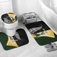 New Zealand and South Africa Rugby Custom Bathroom Set Maori Silver Fern Springbok Together LT14 Mat Set Only (3 pcs) One Size Black - Polynesian Pride