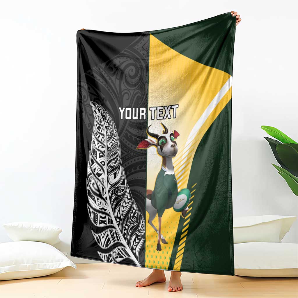 New Zealand and South Africa Rugby Custom Blanket Maori Silver Fern Springbok Together LT14 - Polynesian Pride