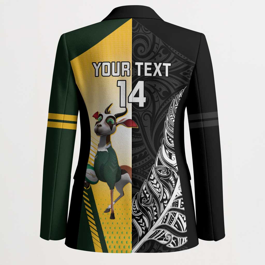 New Zealand and South Africa Rugby Custom Blazer Maori Silver Fern Springbok Together LT14 - Polynesian Pride