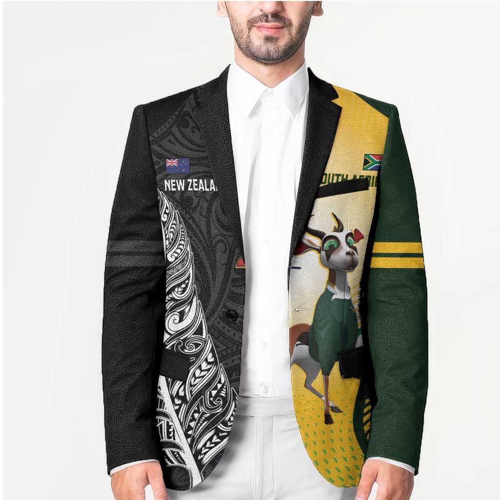 New Zealand and South Africa Rugby Custom Blazer Maori Silver Fern Springbok Together LT14 - Polynesian Pride