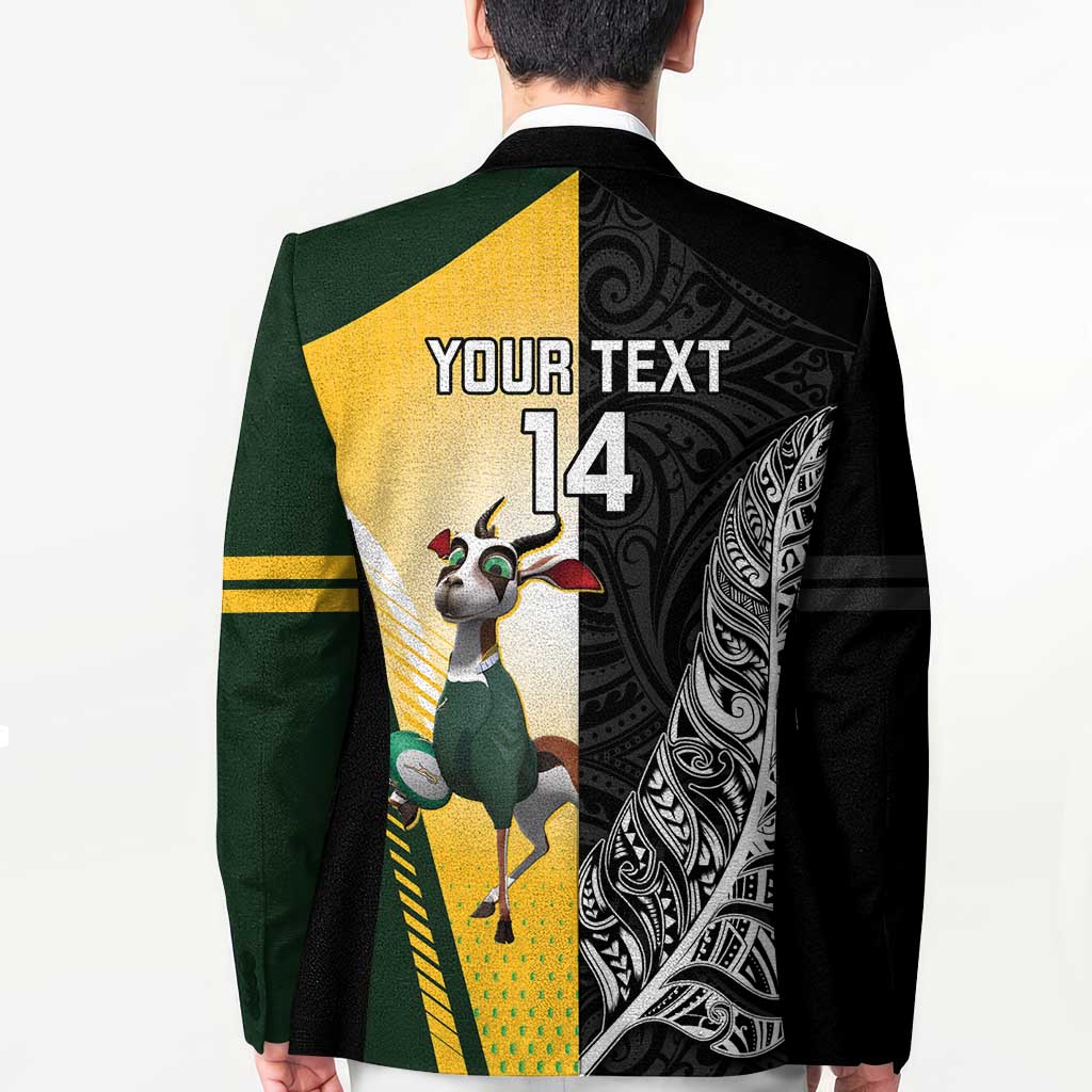 New Zealand and South Africa Rugby Custom Blazer Maori Silver Fern Springbok Together LT14 - Polynesian Pride