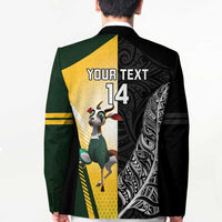 New Zealand and South Africa Rugby Custom Blazer Maori Silver Fern Springbok Together LT14 - Polynesian Pride