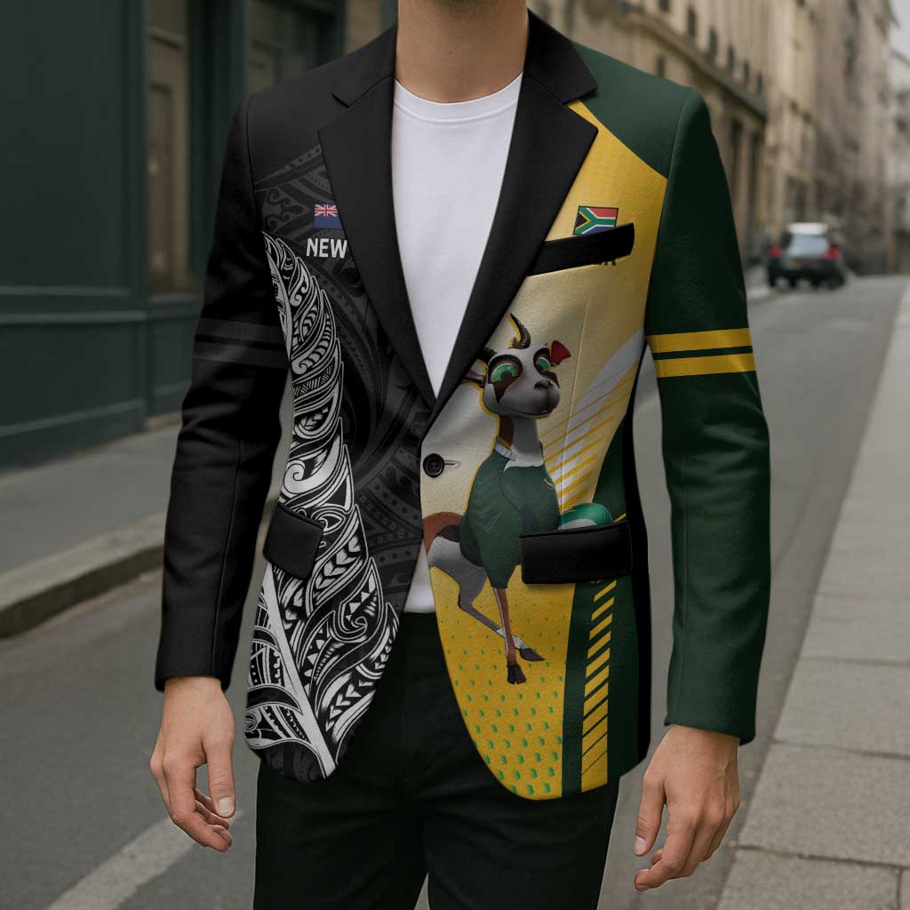 New Zealand and South Africa Rugby Custom Blazer Maori Silver Fern Springbok Together LT14 - Polynesian Pride