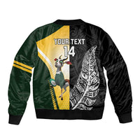 New Zealand and South Africa Rugby Custom Bomber Jacket Maori Silver Fern Springbok Together LT14 - Polynesian Pride
