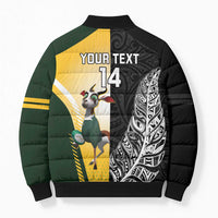 New Zealand and South Africa Rugby Custom Bomber Puffer Jacket Maori Silver Fern Springbok Together LT14 - Polynesian Pride
