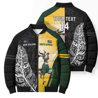 New Zealand and South Africa Rugby Custom Bomber Puffer Jacket Maori Silver Fern Springbok Together LT14 - Polynesian Pride