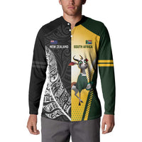 New Zealand and South Africa Rugby Custom Button Sweatshirt Maori Silver Fern Springbok Together LT14 - Polynesian Pride
