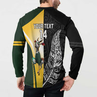 New Zealand and South Africa Rugby Custom Button Sweatshirt Maori Silver Fern Springbok Together LT14 - Polynesian Pride