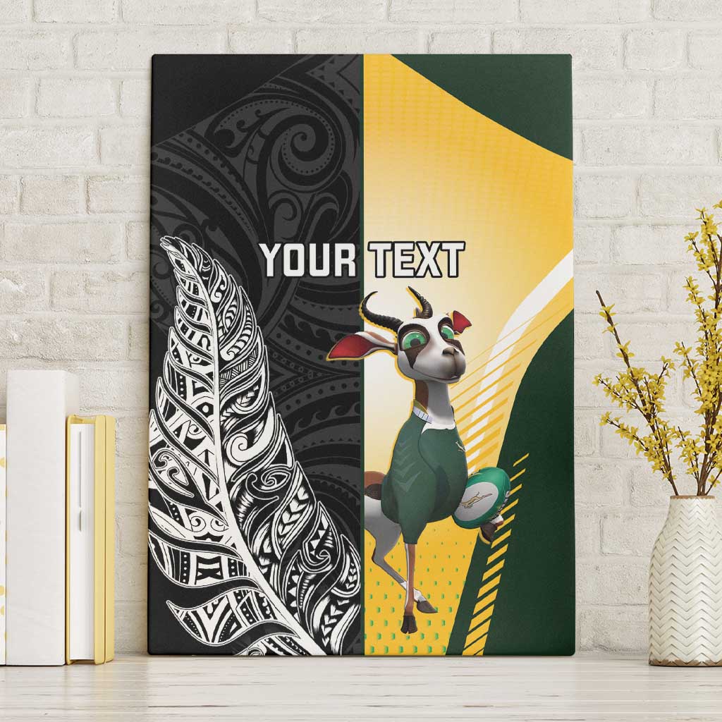 New Zealand and South Africa Rugby Custom Canvas Wall Art Maori Silver Fern Springbok Together LT14 Without Frame Black - Polynesian Pride