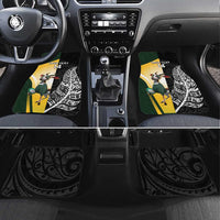 New Zealand and South Africa Rugby Custom Car Mats Maori Silver Fern Springbok Together LT14 Set 4pcs Black - Polynesian Pride