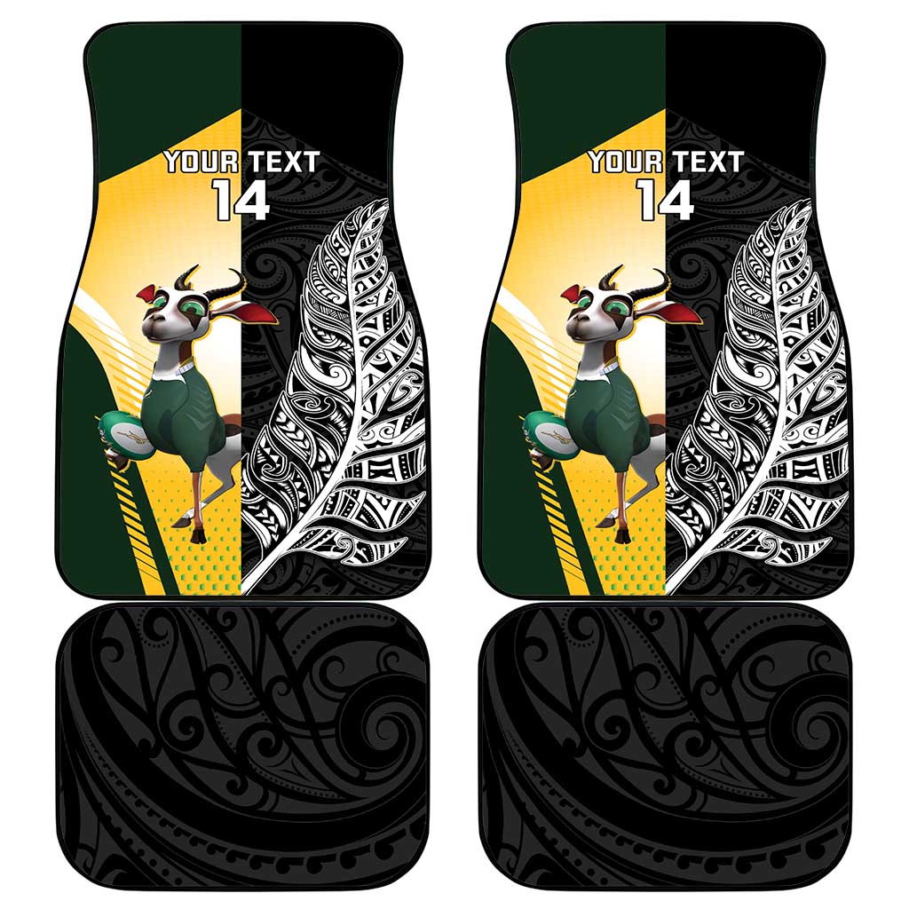 New Zealand and South Africa Rugby Custom Car Mats Maori Silver Fern Springbok Together LT14 - Polynesian Pride