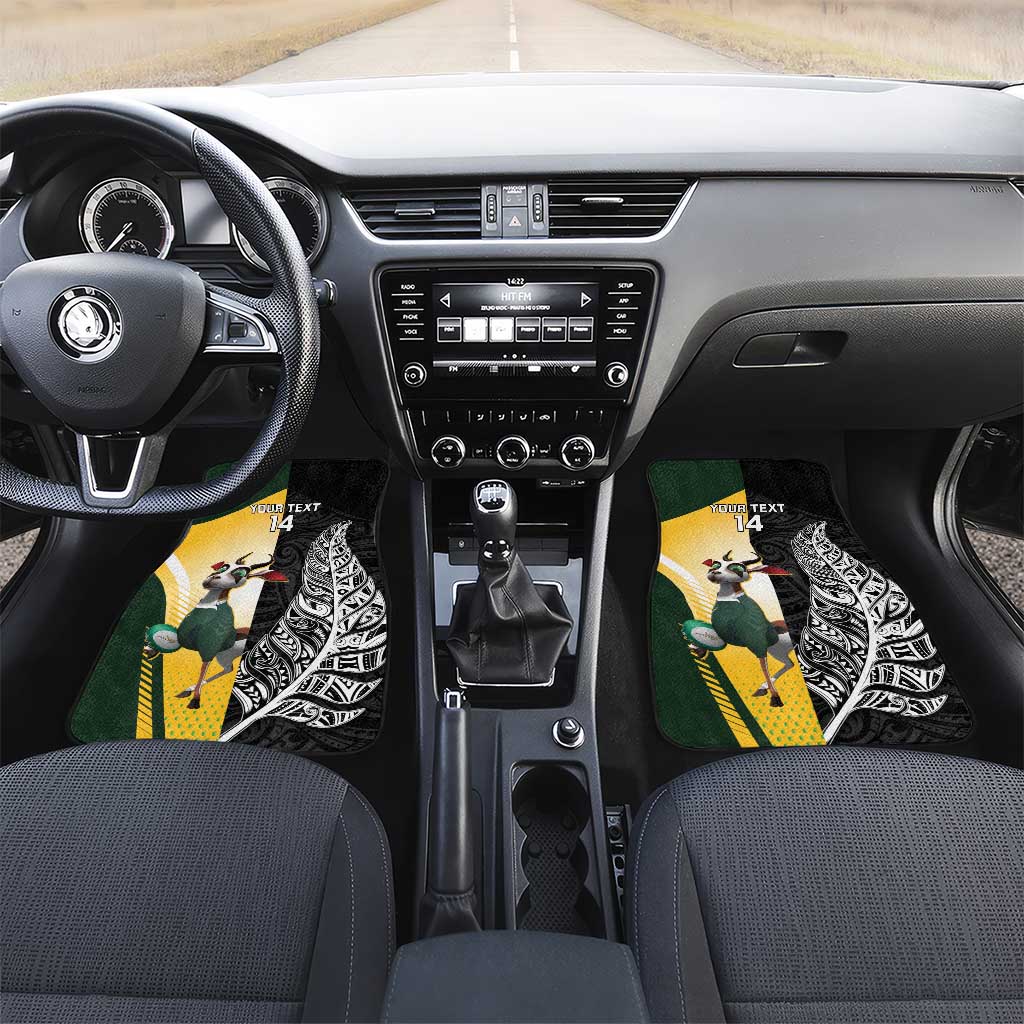 New Zealand and South Africa Rugby Custom Car Mats Maori Silver Fern Springbok Together LT14 Set 2pcs - Front Black - Polynesian Pride
