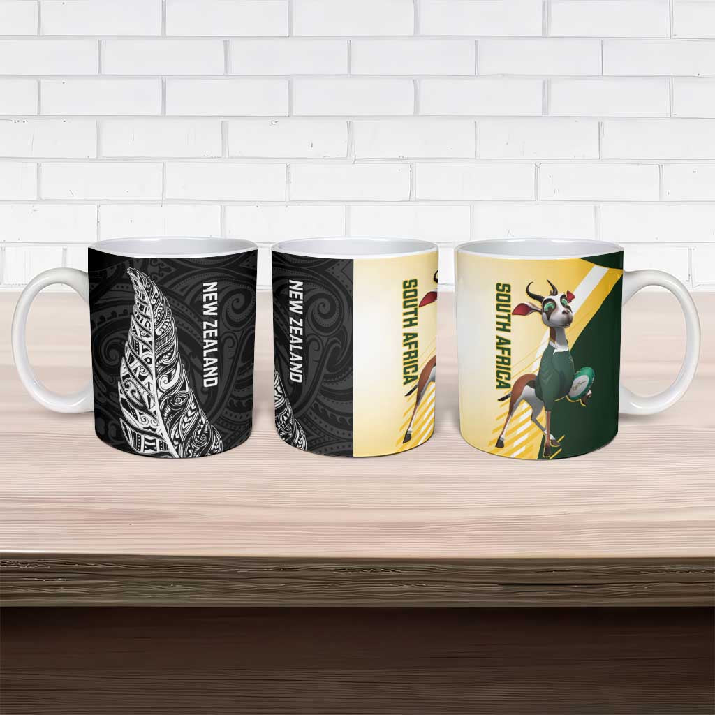 New Zealand and South Africa Rugby Ceramic Mug Maori Silver Fern Springbok Together LT14 - Polynesian Pride
