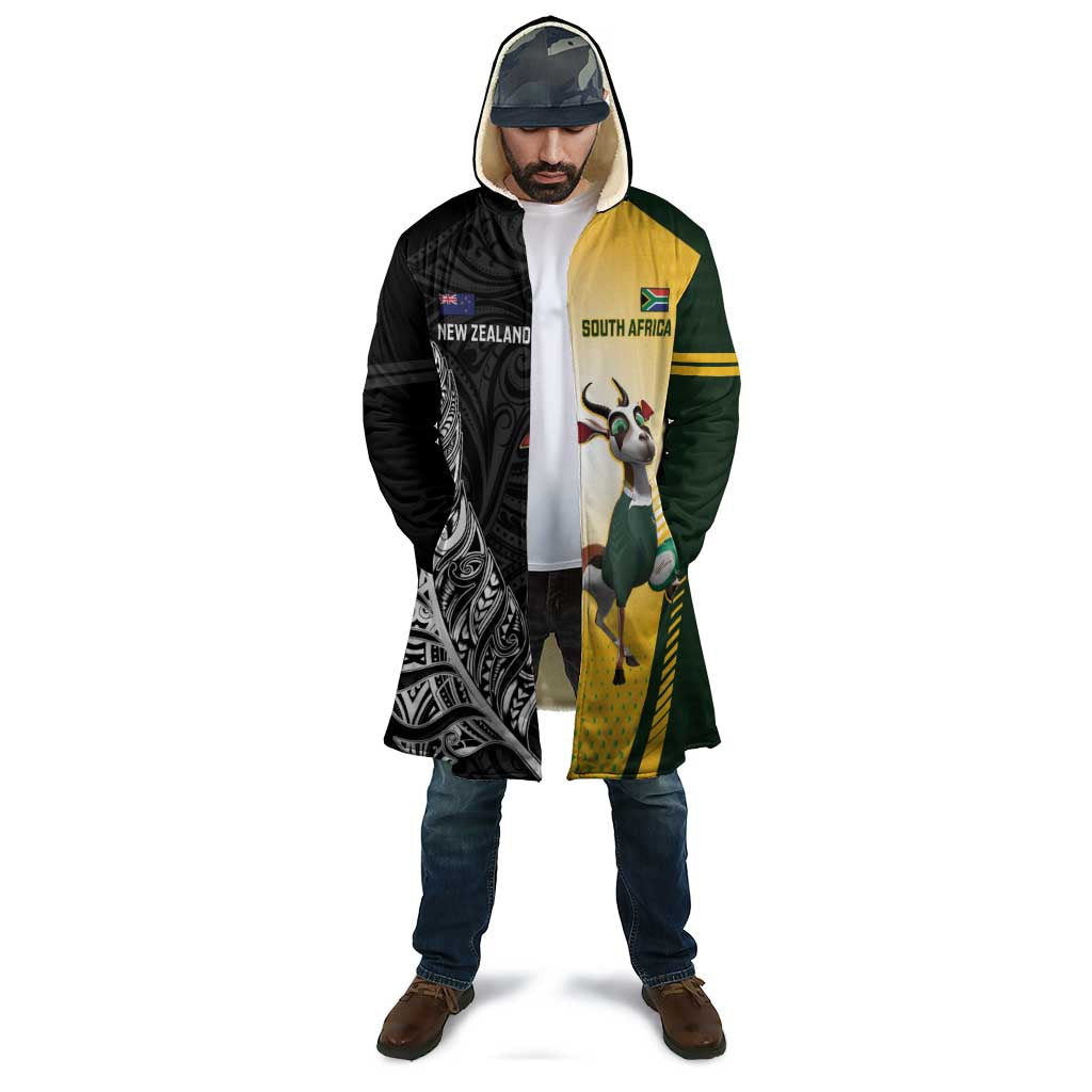 New Zealand and South Africa Rugby Custom Cloak Maori Silver Fern Springbok Together LT14 - Polynesian Pride