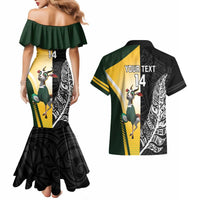 New Zealand and South Africa Rugby Custom Couples Matching Mermaid Dress and Hawaiian Shirt Maori Silver Fern Springbok Together LT14 - Polynesian Pride