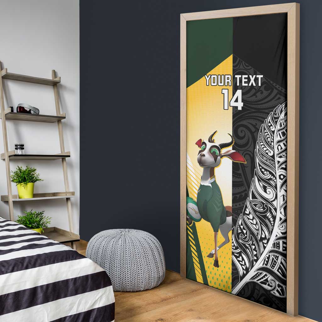New Zealand and South Africa Rugby Custom Door Cover Maori Silver Fern Springbok Together LT14 - Polynesian Pride