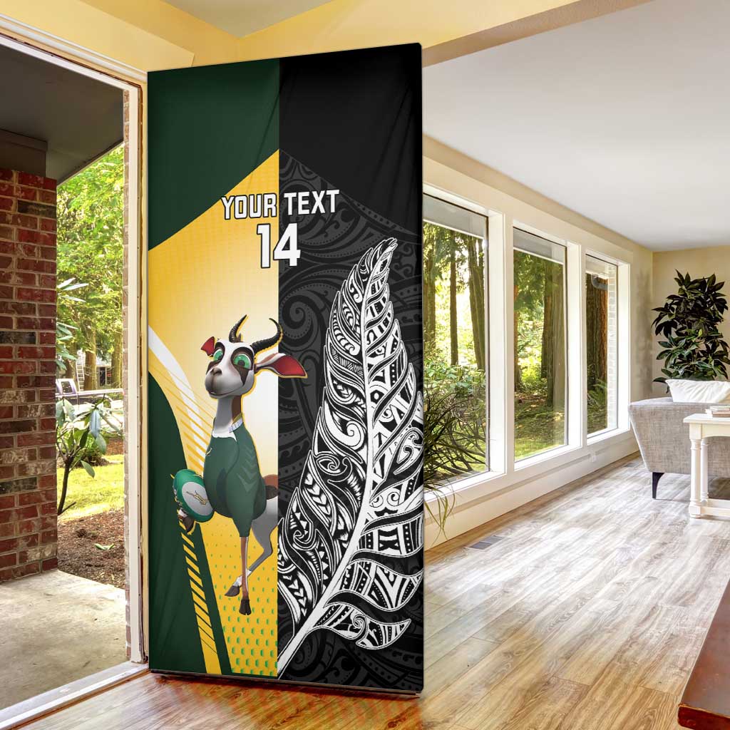 New Zealand and South Africa Rugby Custom Door Cover Maori Silver Fern Springbok Together LT14 - Polynesian Pride