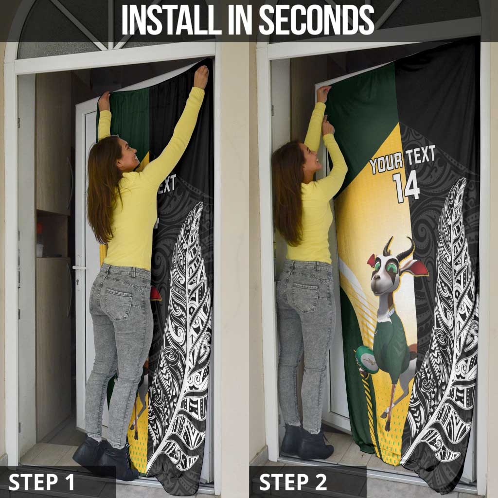 New Zealand and South Africa Rugby Custom Door Cover Maori Silver Fern Springbok Together LT14 - Polynesian Pride