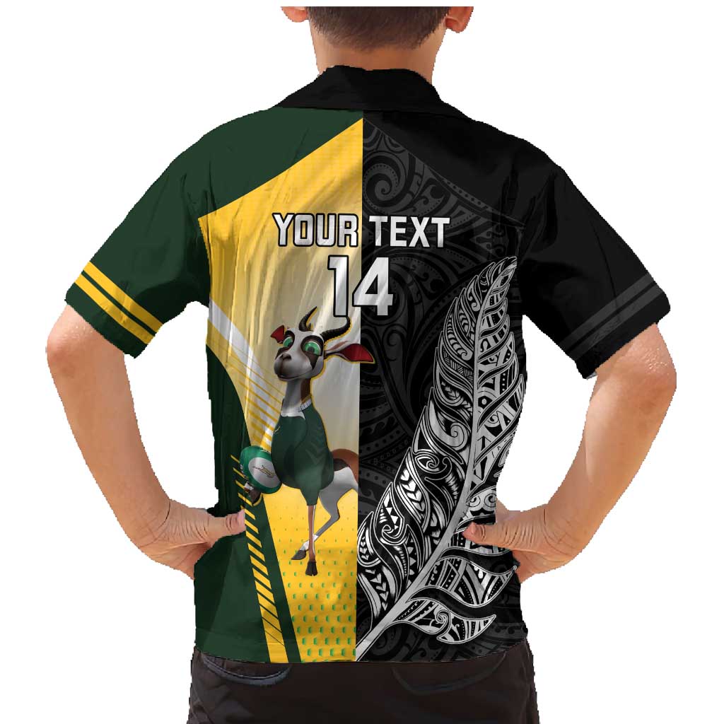 New Zealand and South Africa Rugby Custom Family Matching Mermaid Dress and Hawaiian Shirt Maori Silver Fern Springbok Together LT14 - Polynesian Pride