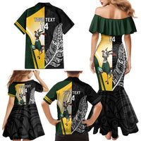 New Zealand and South Africa Rugby Custom Family Matching Mermaid Dress and Hawaiian Shirt Maori Silver Fern Springbok Together LT14 - Polynesian Pride